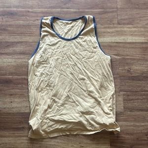 Beige tank top with blue trim